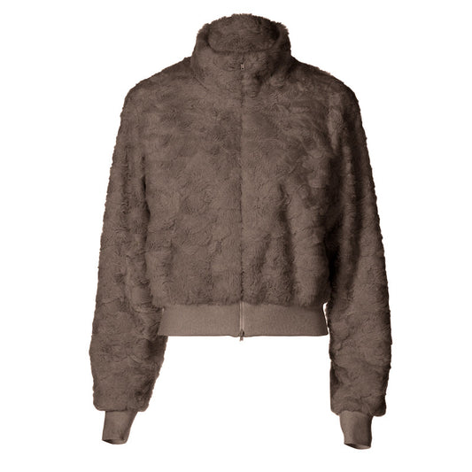 Fluffy long sleeve zip-up high neck top | Festival Outfits Women