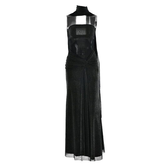 Ruched irregular backless tube maxi dress | Festival Outfits Women