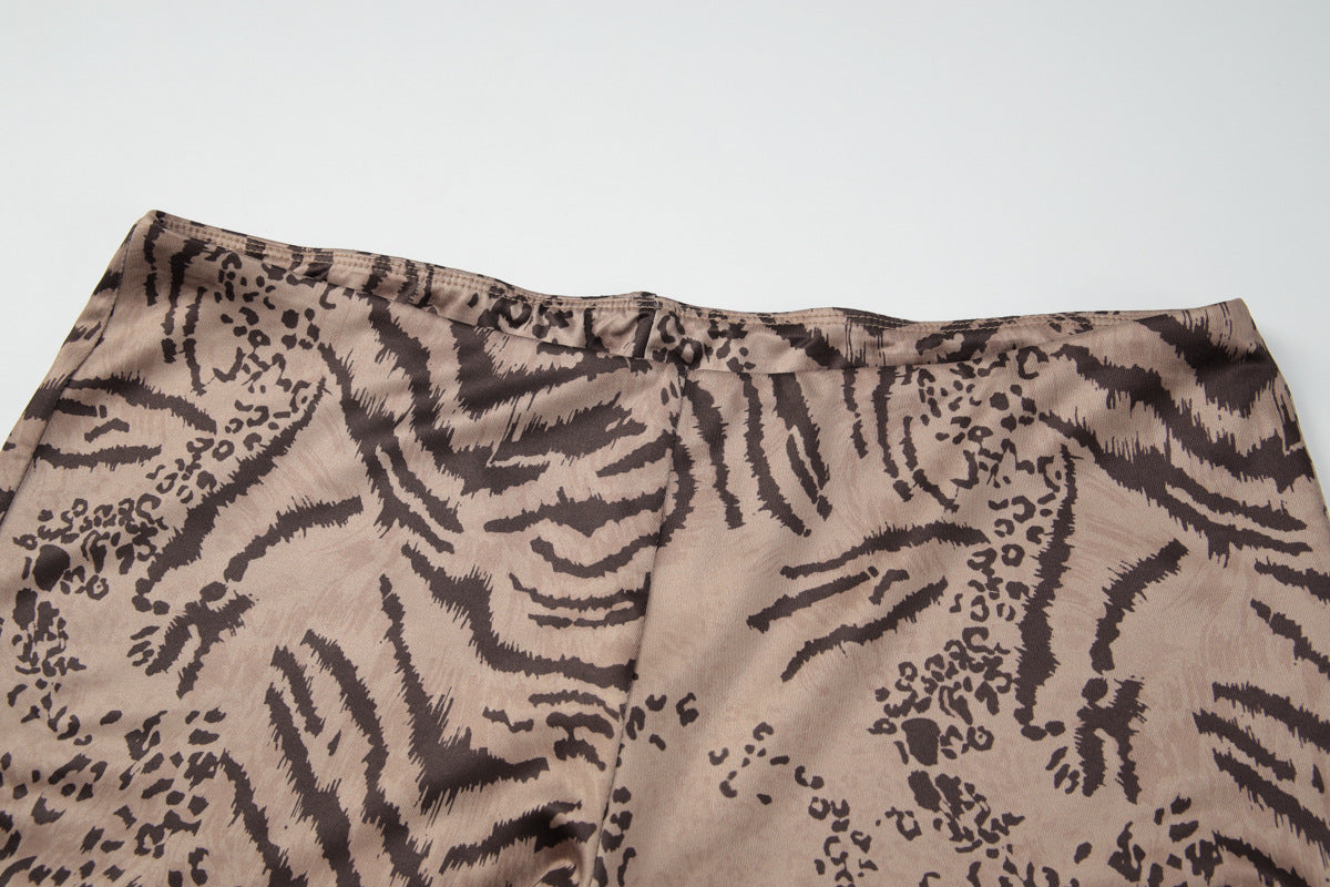 Halter self tie hollow out tiger print pant set | Festival Outfits Women