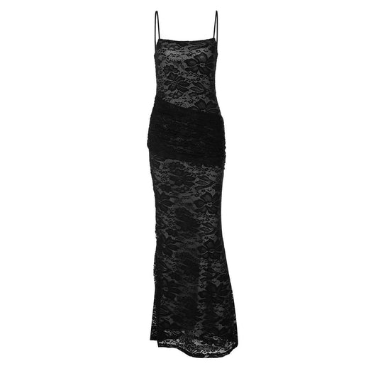 Square neck lace backless cami maxi dress | Festival Outfits Women