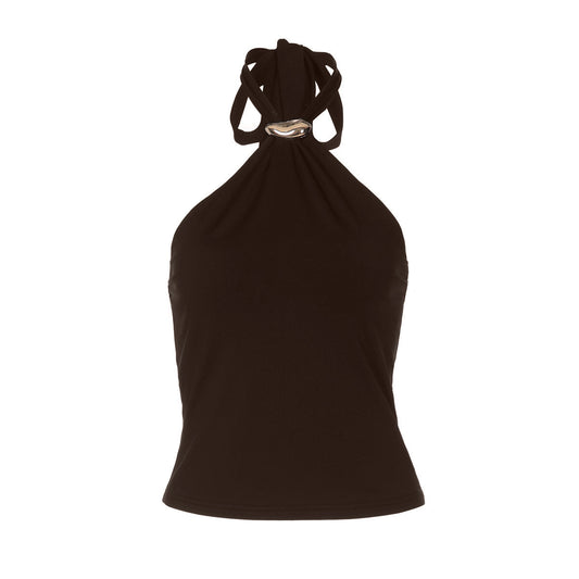 Halter self tie backless solid top | Festival Outfits Women