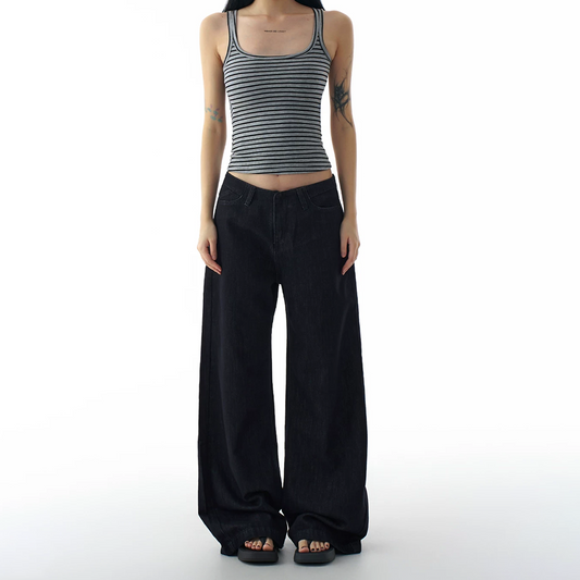 Pocket solid low rise straight leg | Baggy Low Rise Jeans | Festival Outfits Women