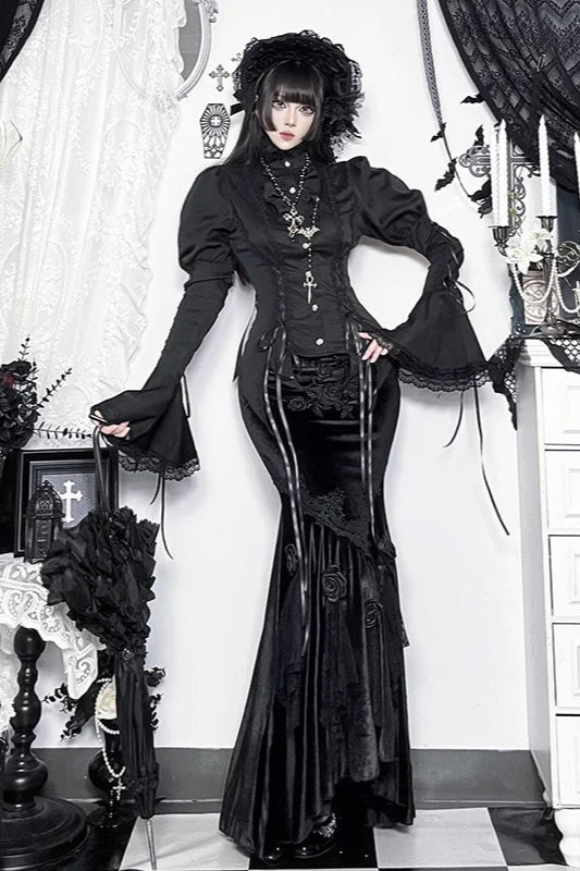 Vintage Dark Aesthetic Fitted Blouse