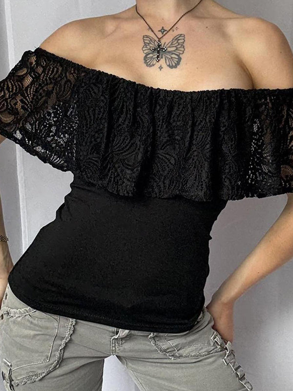 Lace Panels Short Sleeve