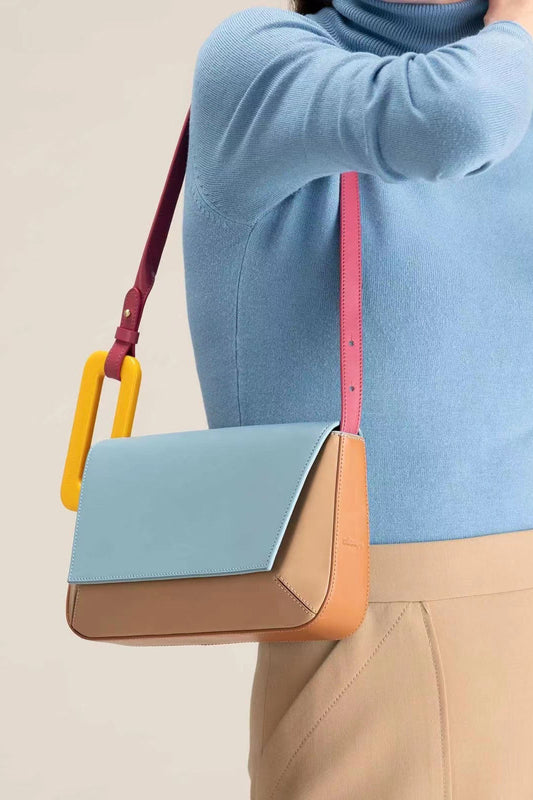 Bolso de patchwork con bloques de colores de moda y estilo lindo