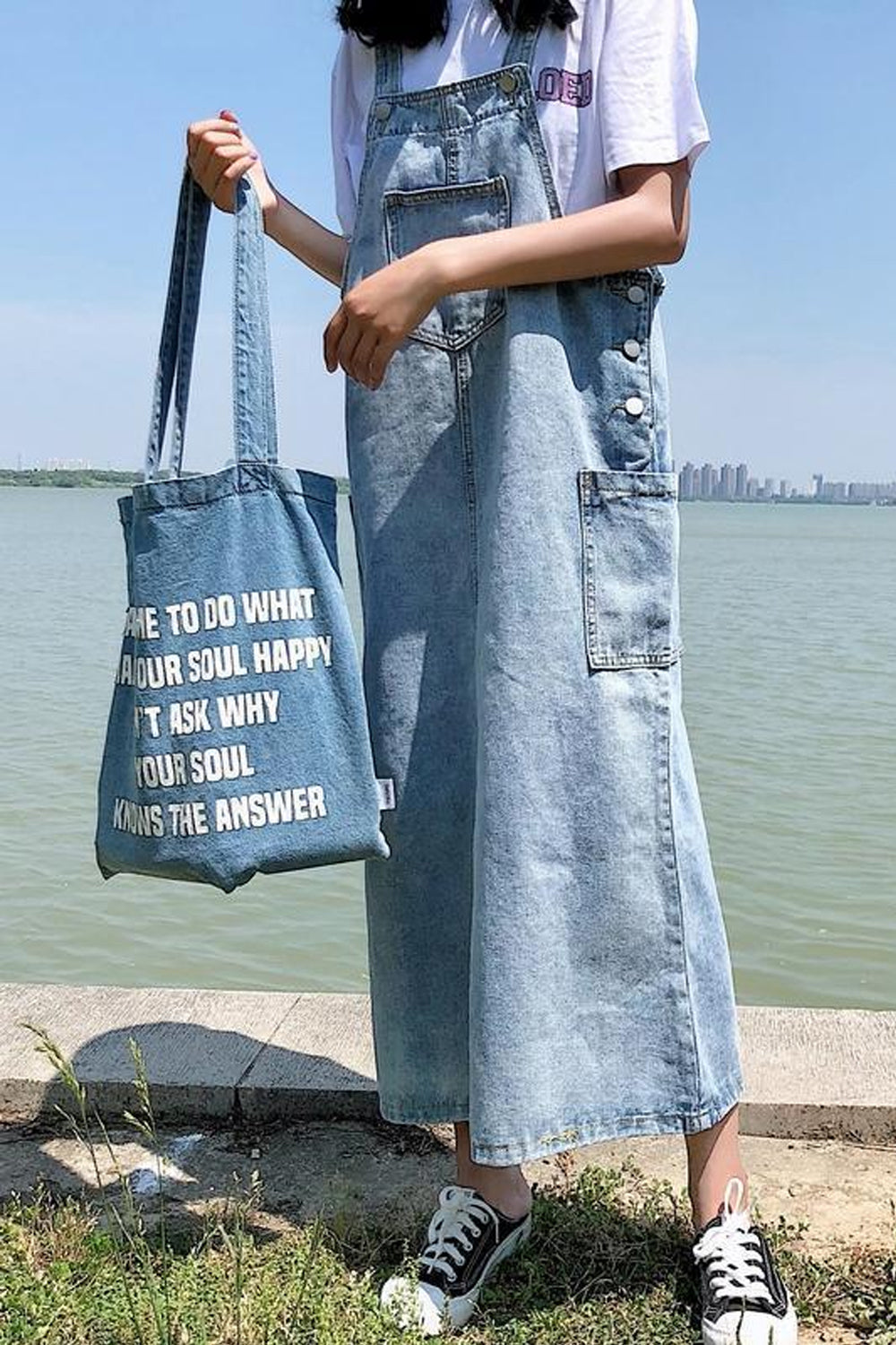 Long Sleeveless Loose Denim Outwear Dress