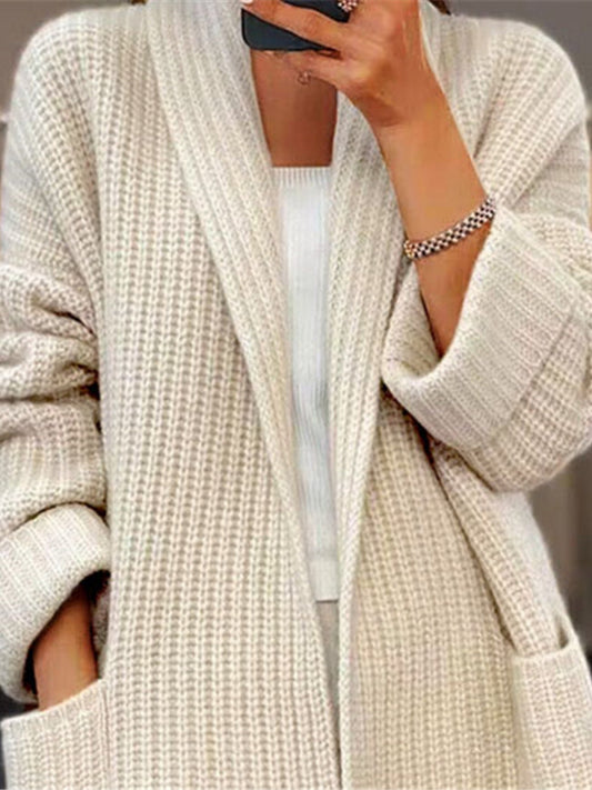 V-neck Pocket Thickened Fleece-lined Cardigans