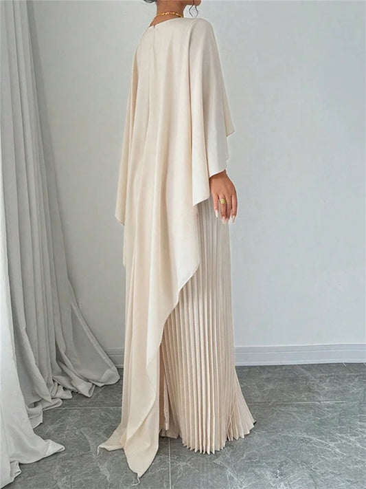 Cloak Batwing Sleeves Crimp Temperament Grace Maxi Dresses