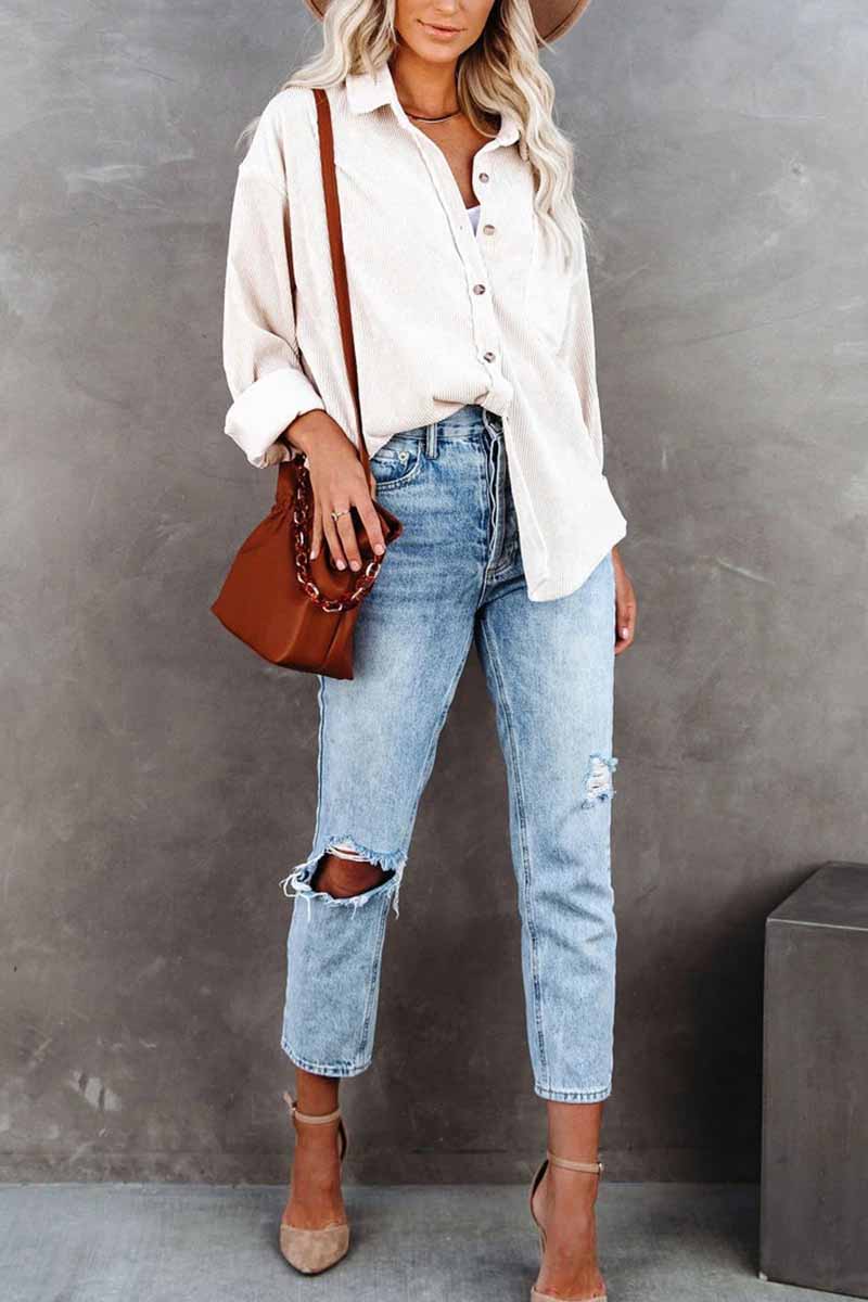 Solid Color Loose Pit Shirt Tops