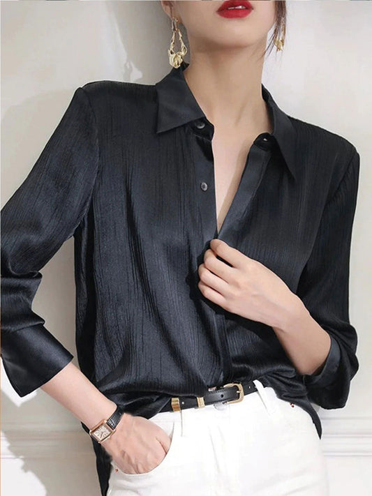 Natalie Classic Solid Color Pleated Top