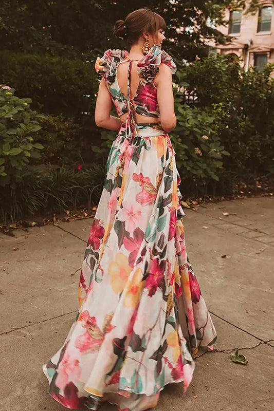 3D Floral Cutout Swimsuit One Piece Set