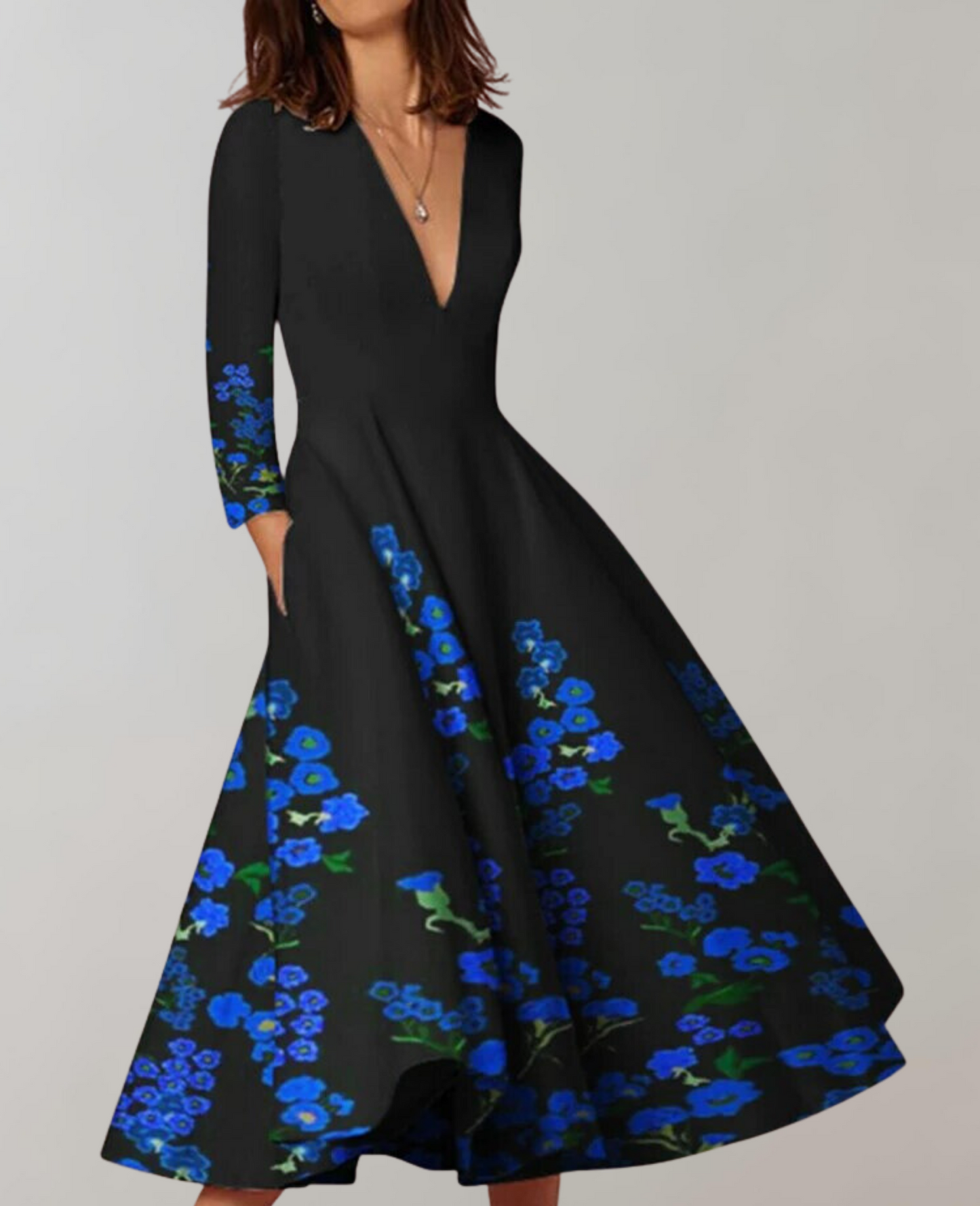 Vestido largo informal con dobladillo holgado y estampado para mujer | Ideal para primavera/verano