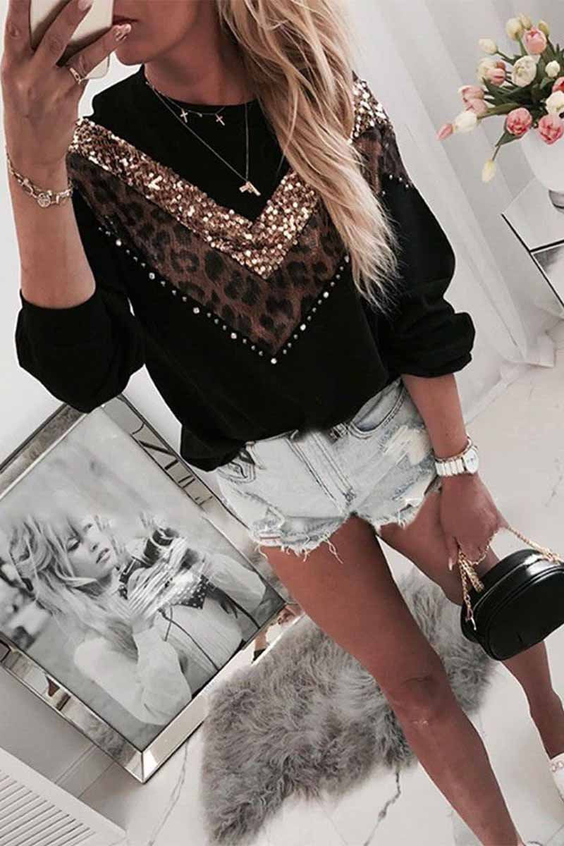 Leopard Stitching Sweatshirt