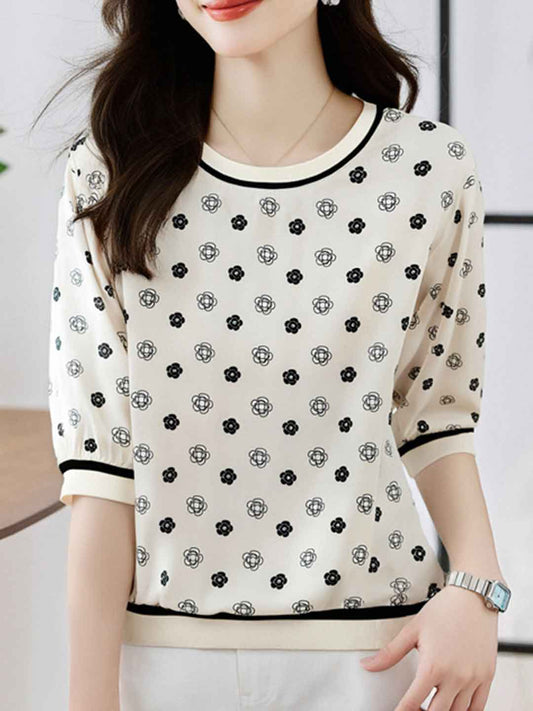 Zoe Classic Crew Neck Printed Top