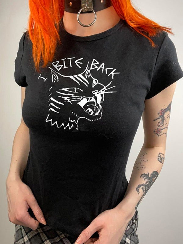 Graffiti Print Cropped Short Sleeve Tee