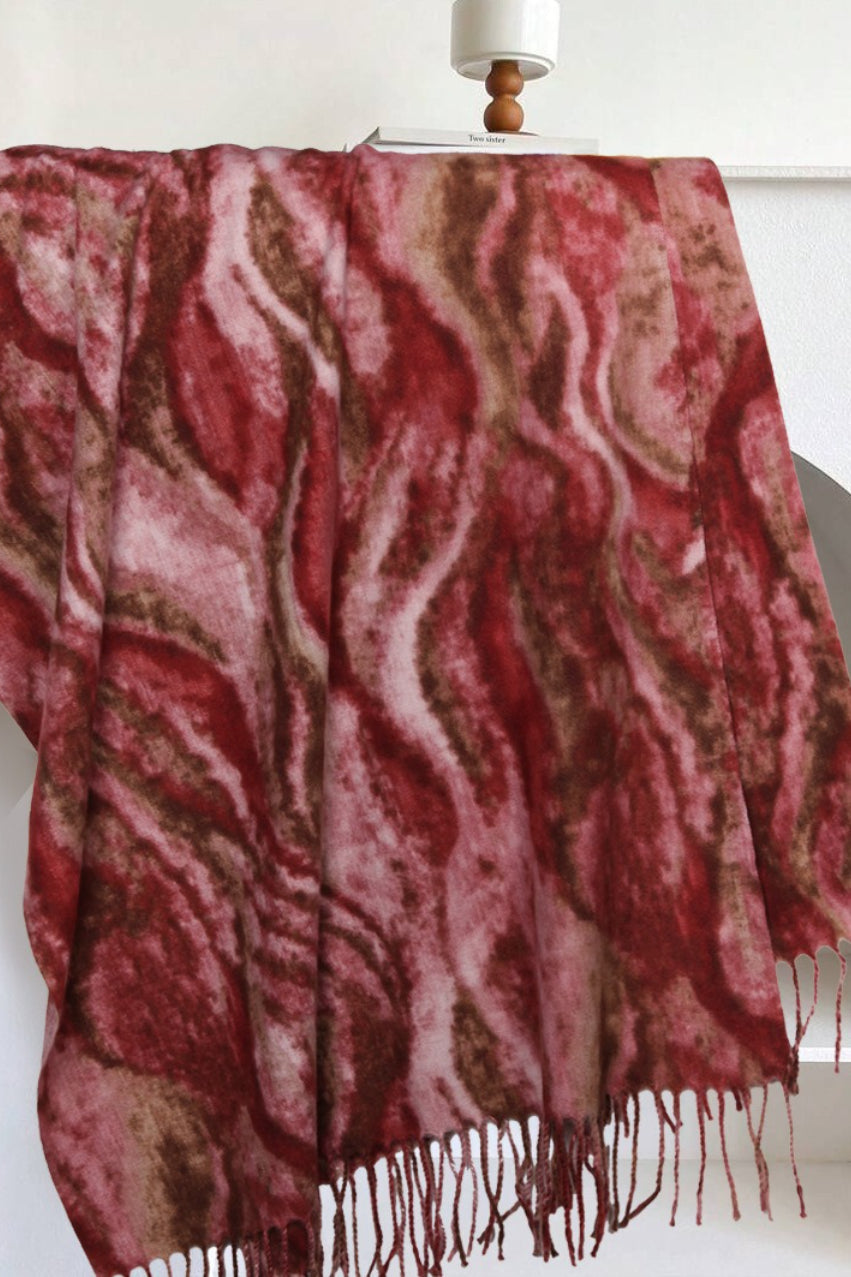 Wave Print Acrylic Blend Scarf