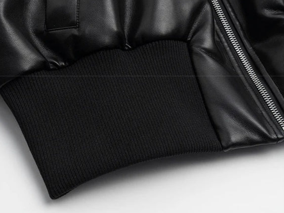 Short Thick PU Leather Jacket