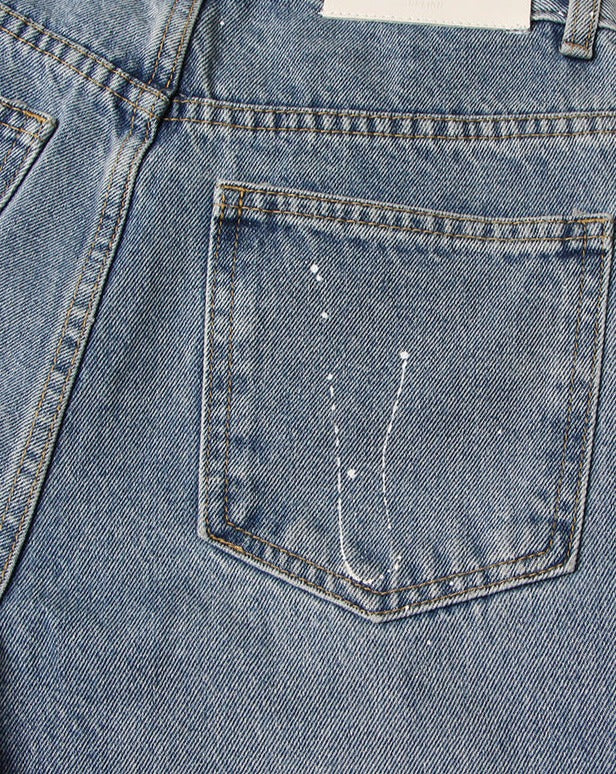 High-Rise Contrast Turn-up Straight-Leg Hybrid Jeans