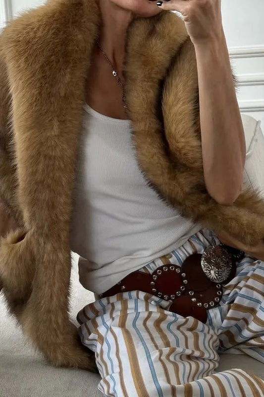 Fluffy Faux Fur With Pockets Luxury Women’s Winter Scarf