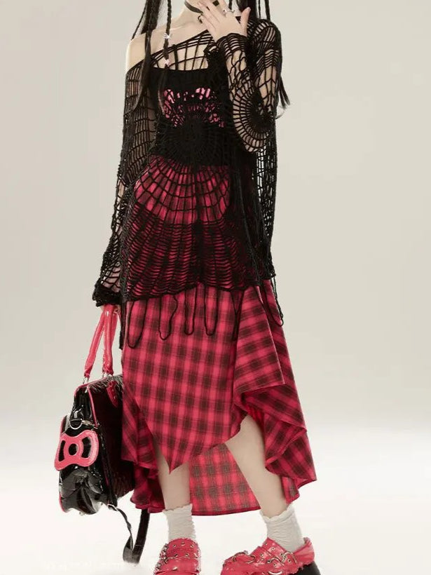 Webbed Knit Sheer Mesh Top