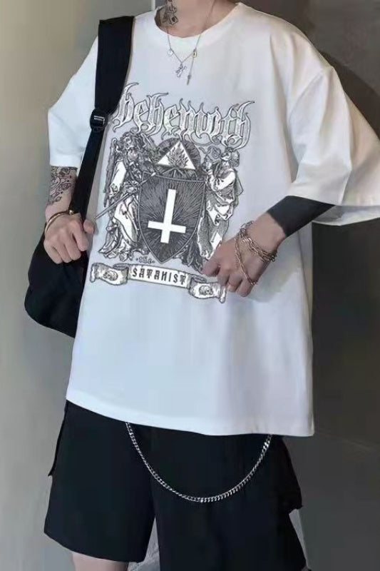 Gothic Retro Graphic Print Oversized T-Shirt