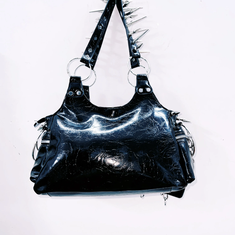 O ring PU leather rivet handbag | Festival Outfits Women