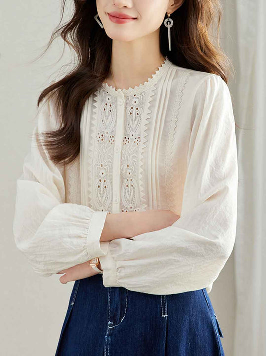 Lily Loose Crochet Button Top