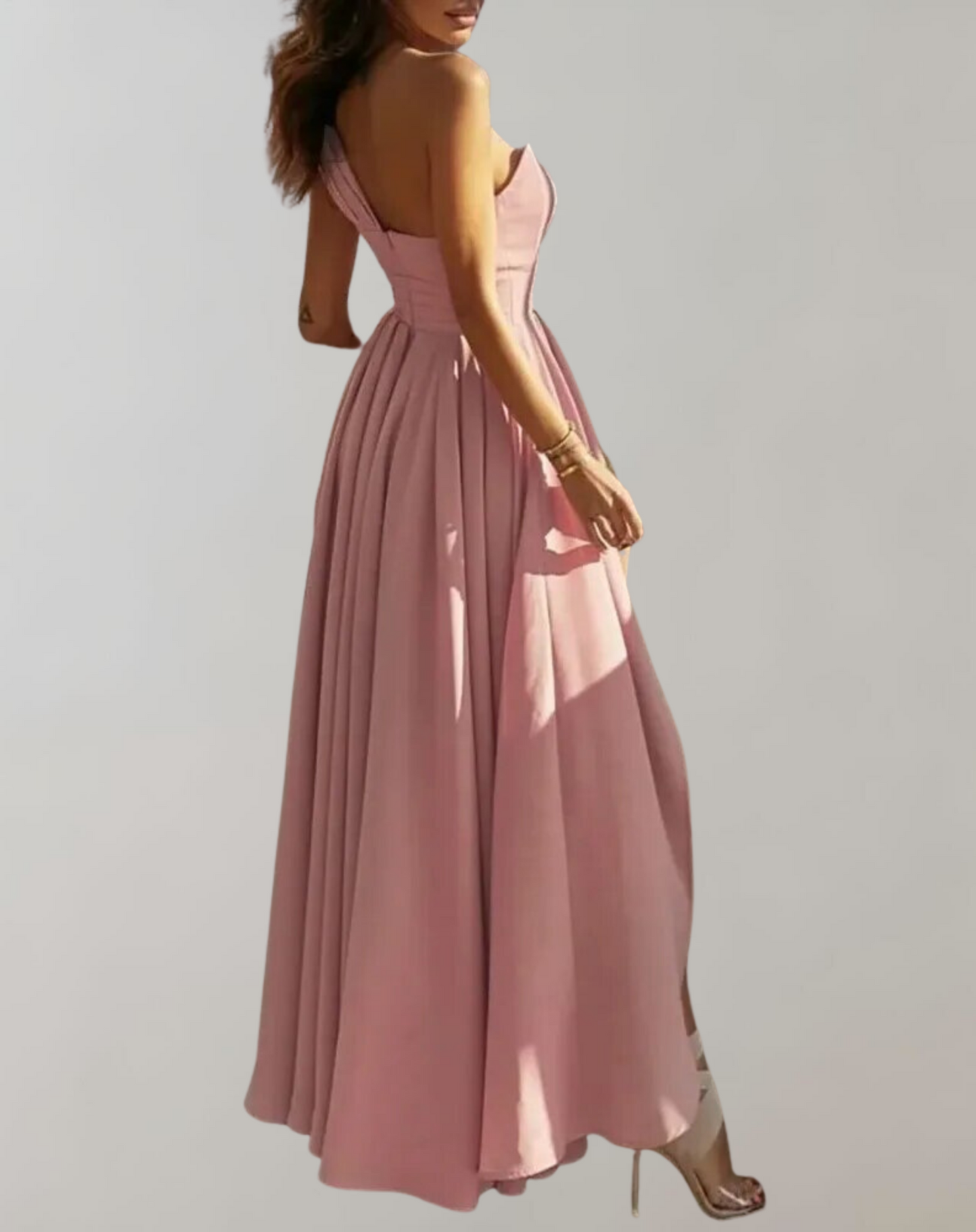 Elegante vestido de cóctel para mujer con abertura y pliegues | Ideal para primavera/verano