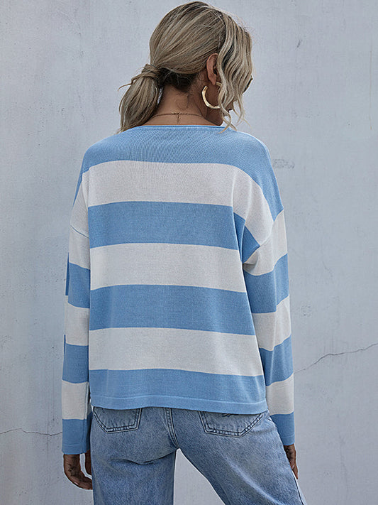 Round Neck Long Sleeve Knitted Sweater