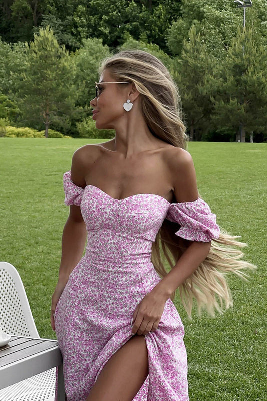 Chic U-Neck Floral Midi Dress