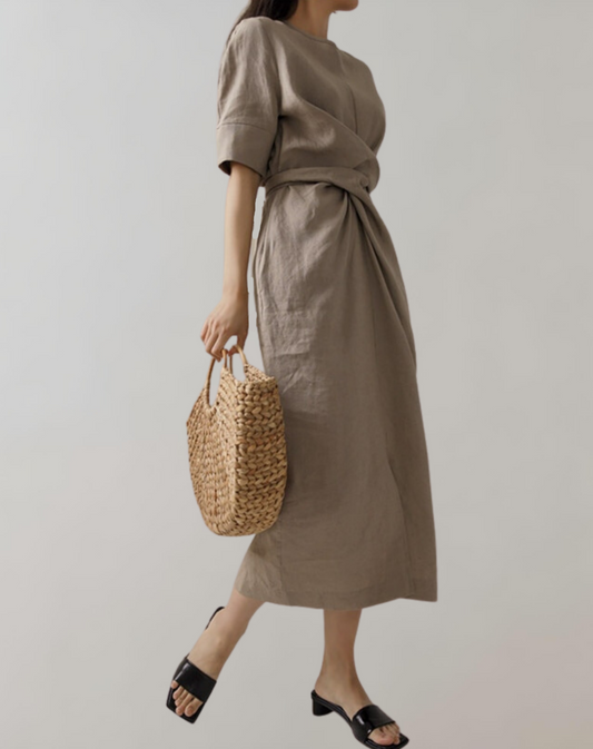 Vestido de mujer con cintura anudada y bolsillos | Ideal para primavera/verano
