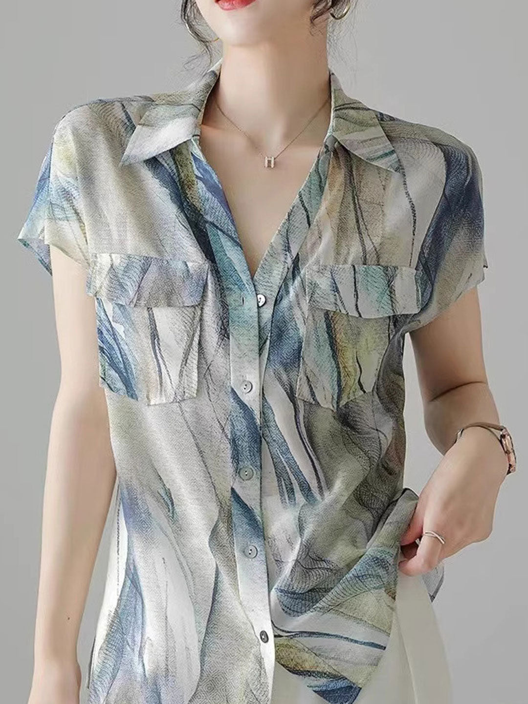 Kaitlyn Loose Lapel Chiffon Shirt