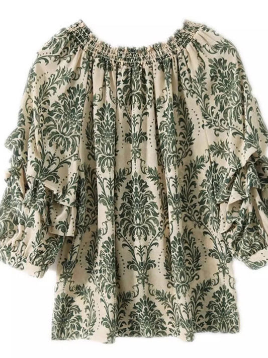 Layla Classic Printed Off-shoulder Shirt