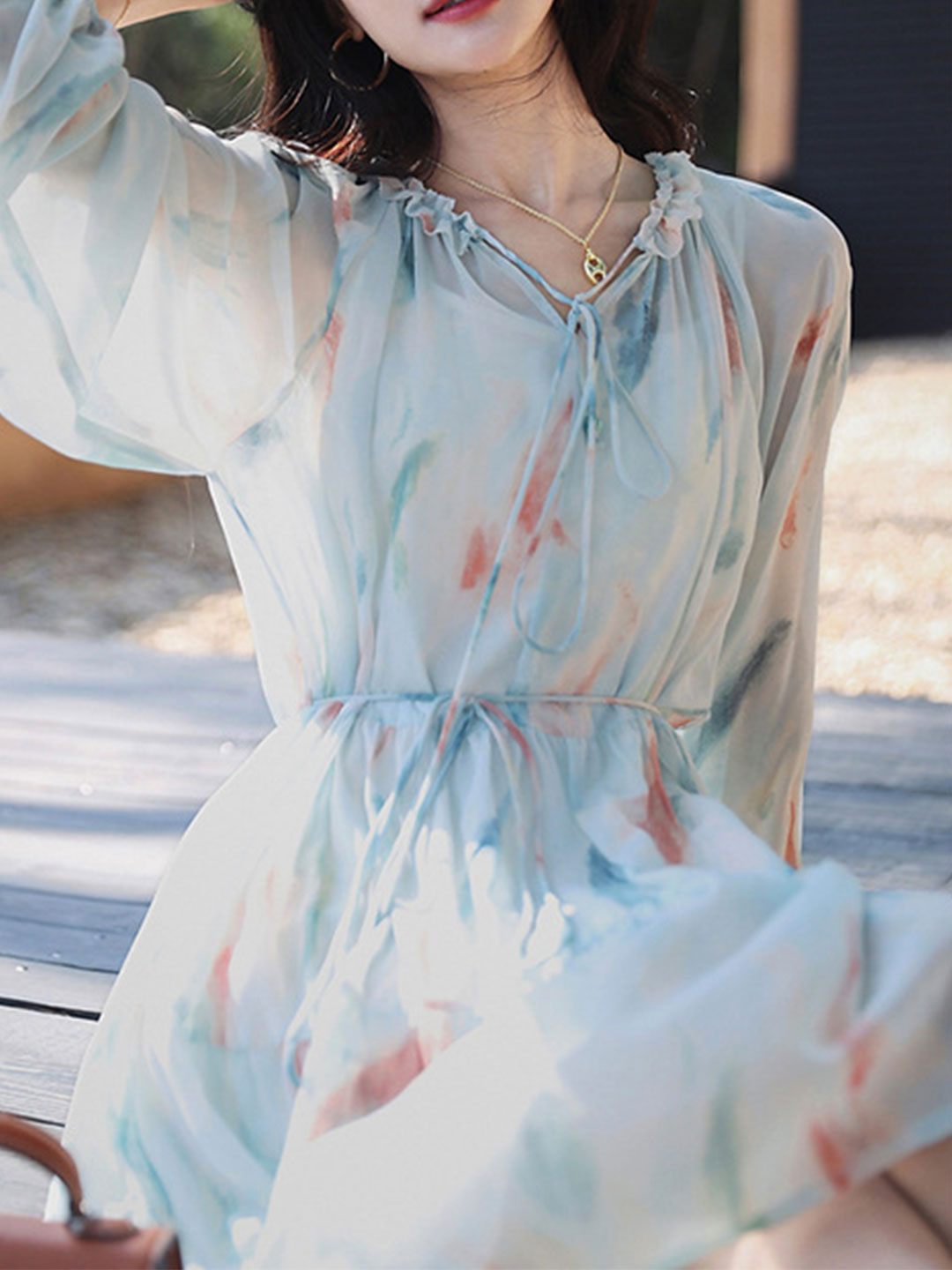 Julia Elegant Printed Floral Chiffon Dress