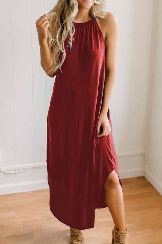 Loose Sexy Solid Color Sling Midi Dress