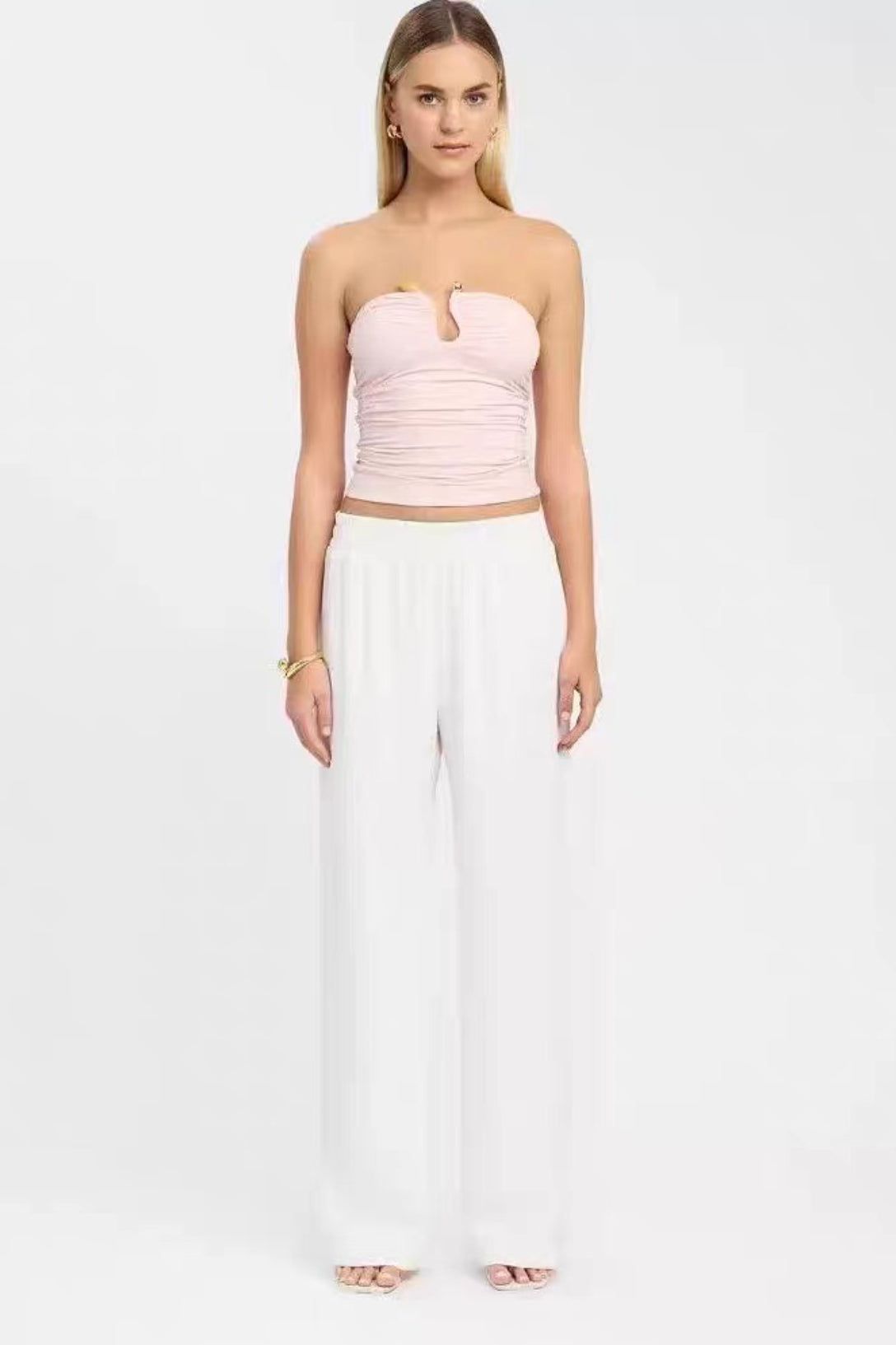 Dopamine Ruched Corset 3D Trim Crop Top