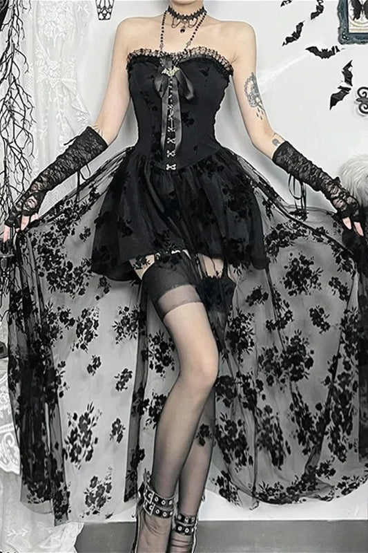 Slim Fit Elegant Strapless Corset Midi Dress