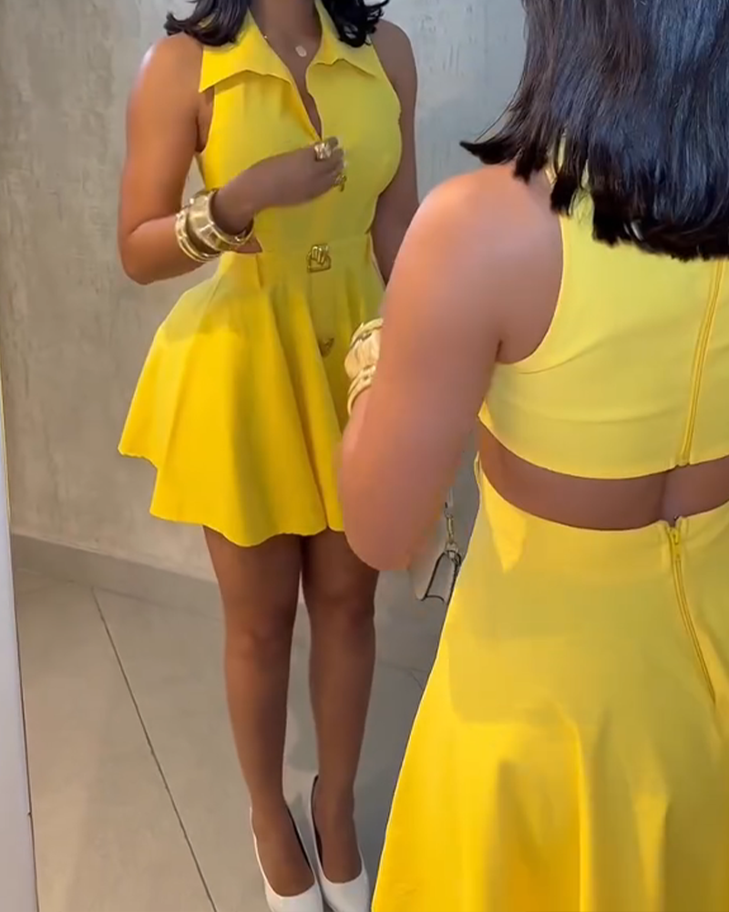 Waist Hollow Mini Dress