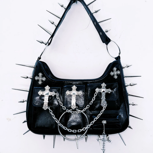 Rivet o ring metal chain handbag | Festival Outfits Women