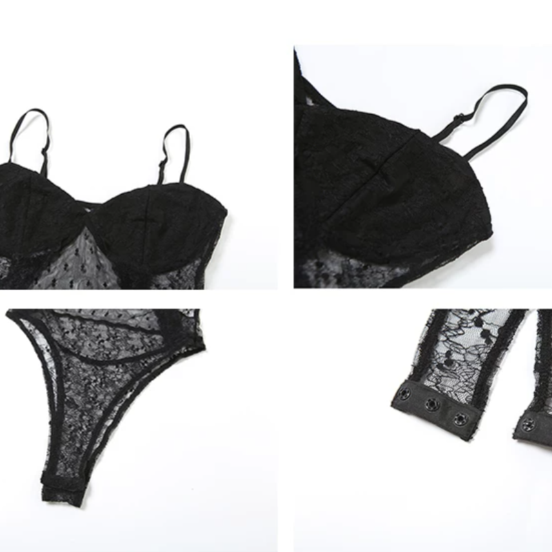 V neck lace backless cami bodysuit | Festival Outfits Women
