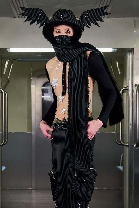Multifunctional Gothic Punk Fleece Hat Scarf