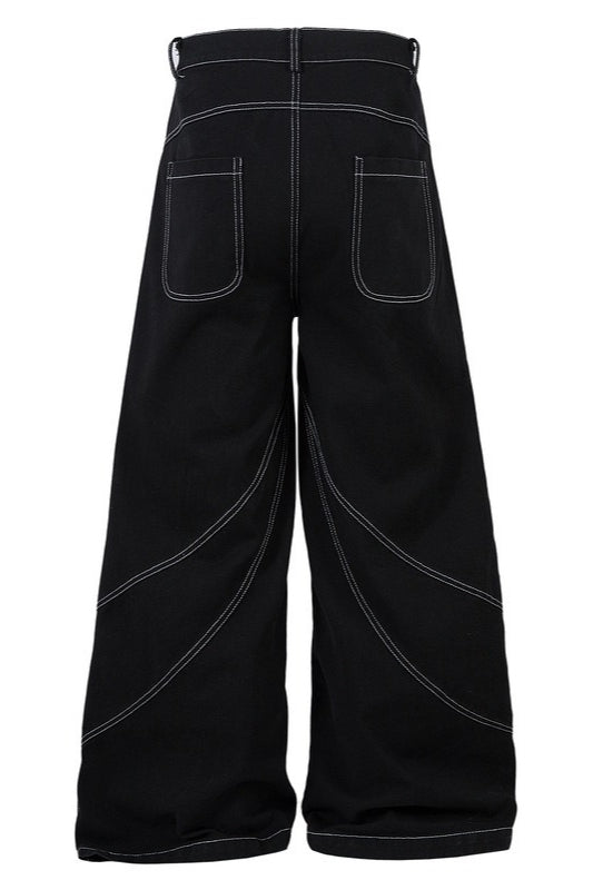 Badass Totem Wing Embroidered Baggy Denim Pants