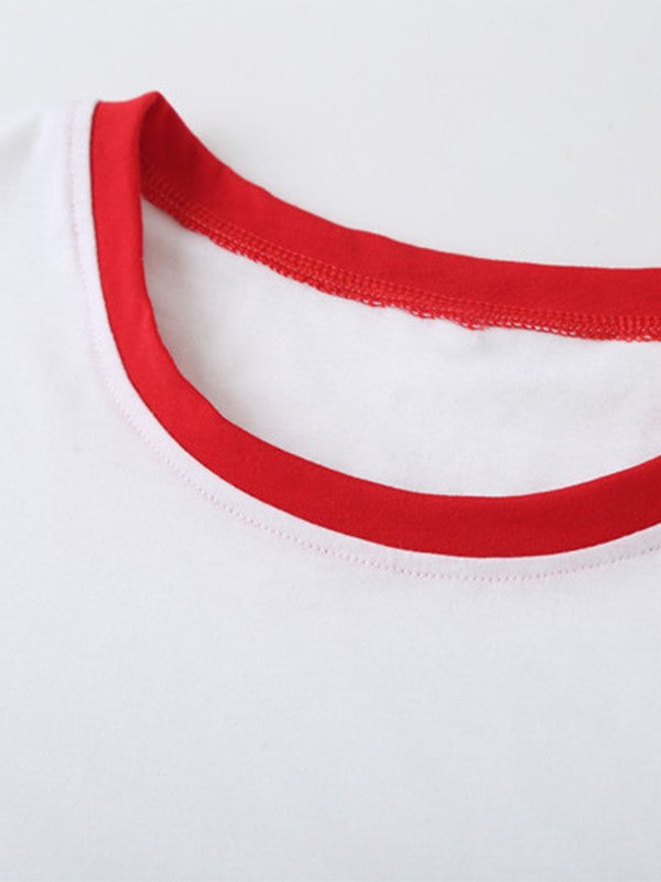 White Y2k Baby Girl Short Sleeve Crop Top