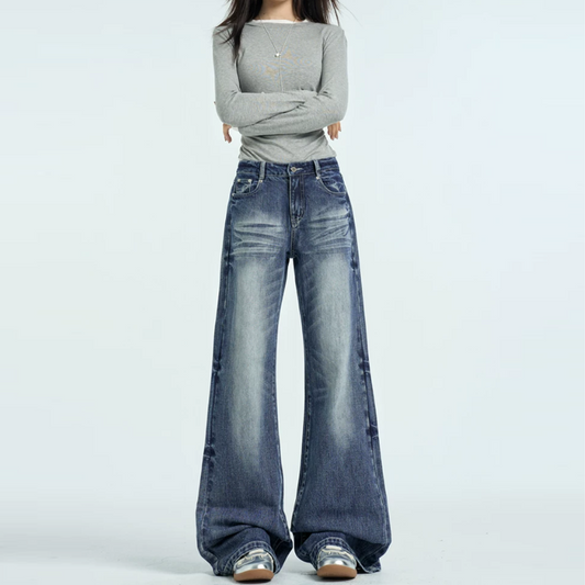 Button Gradient zip-up low rise jeans | Baggy Low Rise Jeans | Festival Outfits Women