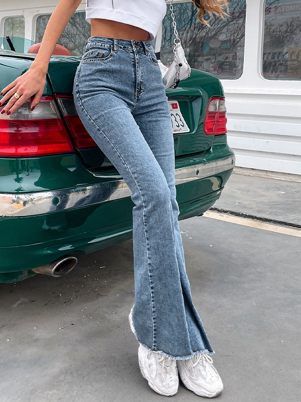 Washed High Waist Stretchy Flare Jeans
