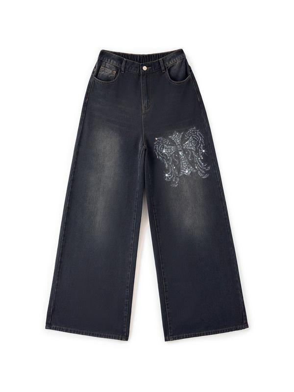 Cross Hot Diamond Blue Wash Baggy Boyfriend Jeans