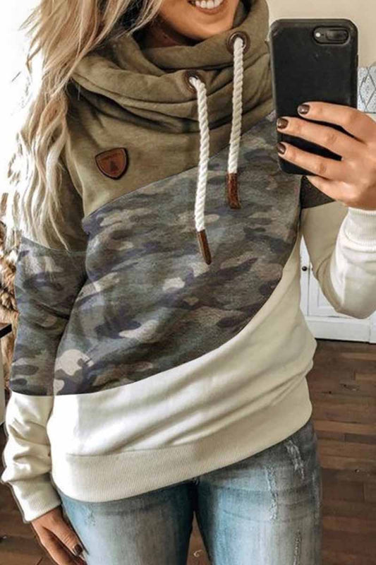 Hooded Loose Splicing Top(4 Colors)