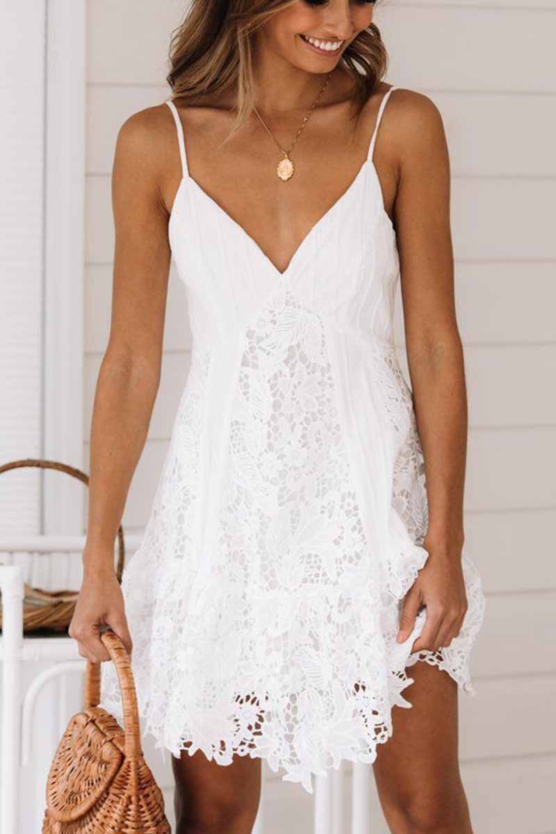 Sexy Lace Sling Halter Mini Dresses