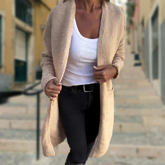 Cárdigan de punto abierto para mujer con bolsillo | Ideal para otoño/invierno