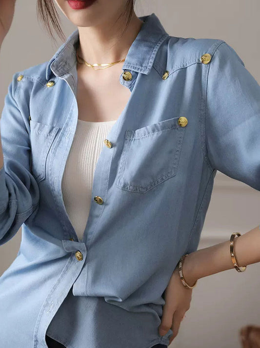 Jocelyn Vintage Lapel Denim Shirt